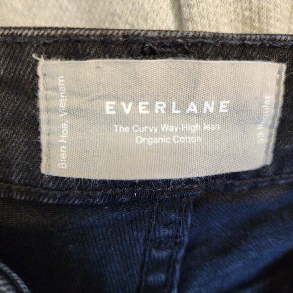 Everlane The Curvy Way High Jeans Straight Leg Women 33R Organic Cotton Black - Picture 3 of 13